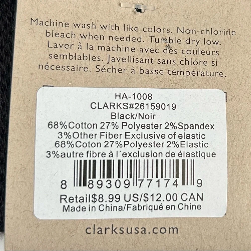Clark Men’s Dress Socks Black Noir NWT